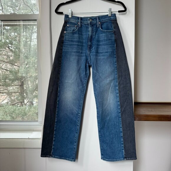 MOTHER Superior The Lil Half Pipe Flood Barrel Jeans Black Blue 24 - Picture 5 of 16